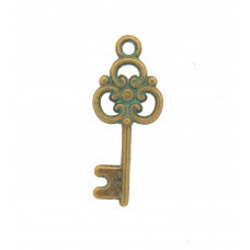 Anhänger Schlüssel, Patina bronzef. grün